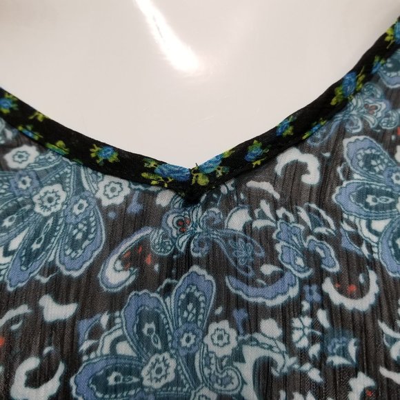 Mason & Mackenzie top XS geometric floral paisley mandala semi sheer boho hippie - Picture 7 of 11